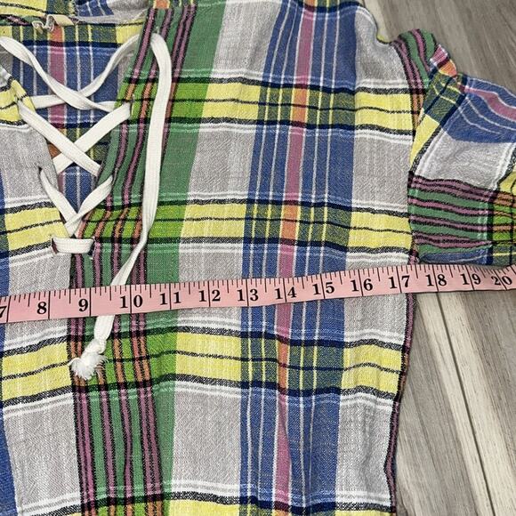 Urban outfitters linen blend plaid hooded romper size small - Picture 7 of 7